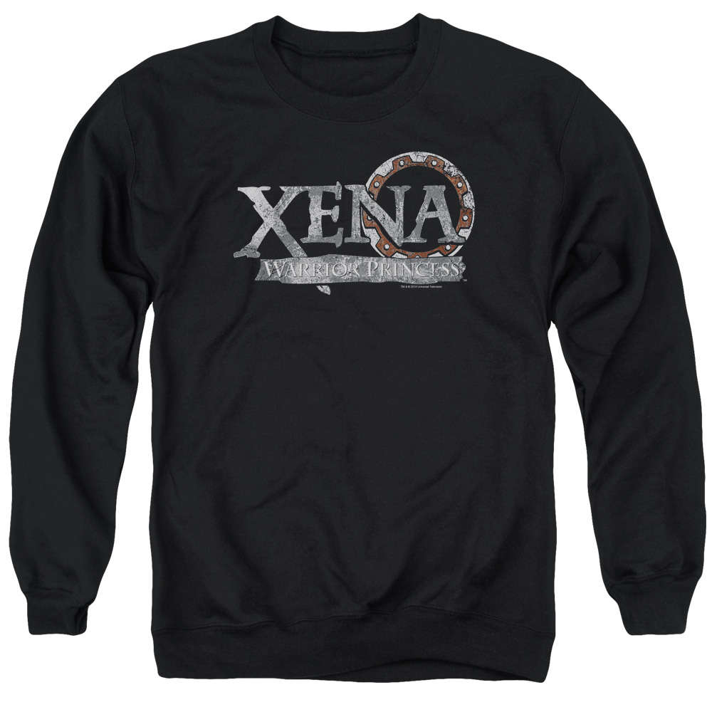 NBC921-AS-2 Xena Battered Logo Adult Crewneck Sweatshirt, Black - Medium