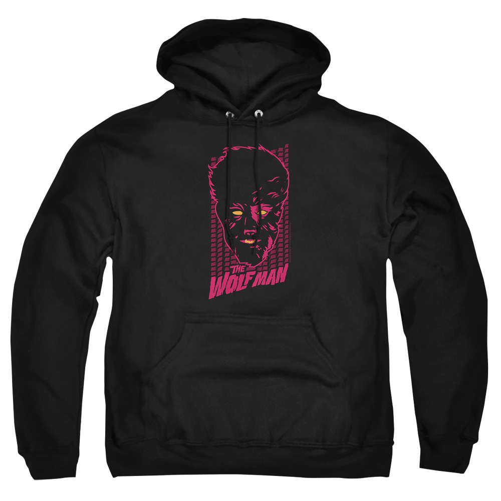 UNI2296-AFTH-1 Universal Monsters Wolfman Neon Adult Pullover Hoodie, Black - Small