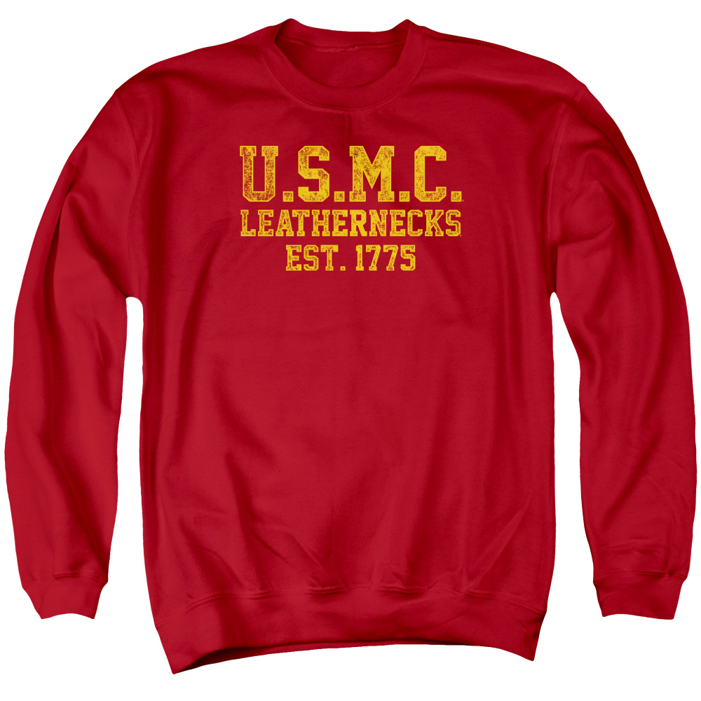 USMC100-AS-2 US Marine Corps Leathernecks Adult Crewneck Sweatshirt, Red - Medium