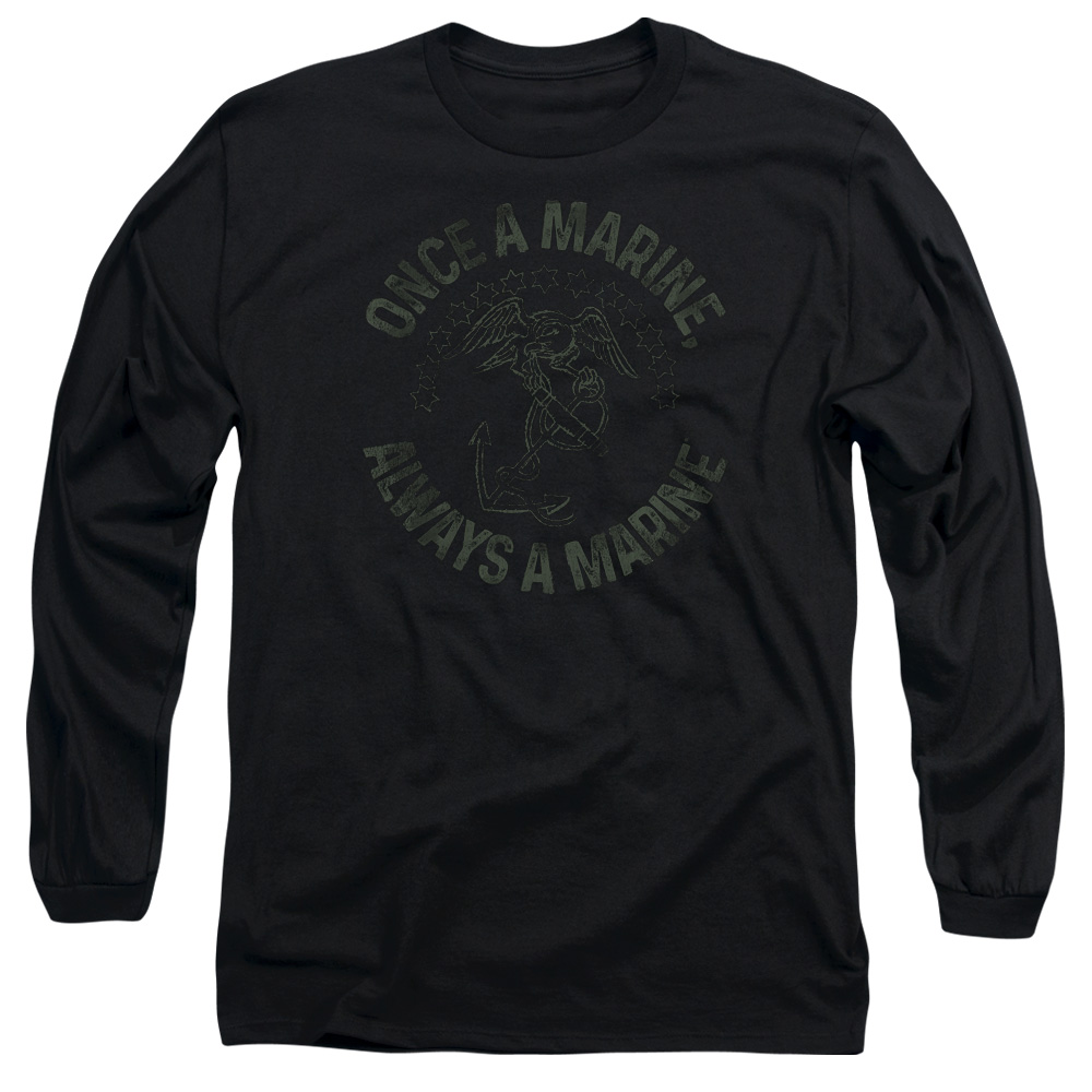 USMC114-AL-4 US Marine Corps Always A Marine Adult Long Sleeve T-Shirt, Black - Extra Large