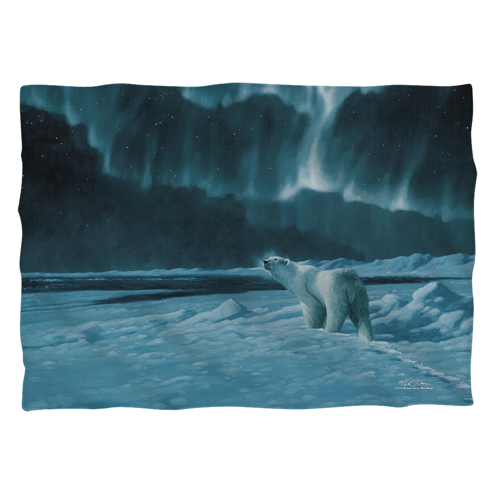 WW390FB-PLO1-0 20 x 28 in. Wild Wings Polar Night Light 2 Front & Back Print Pillow Case, White