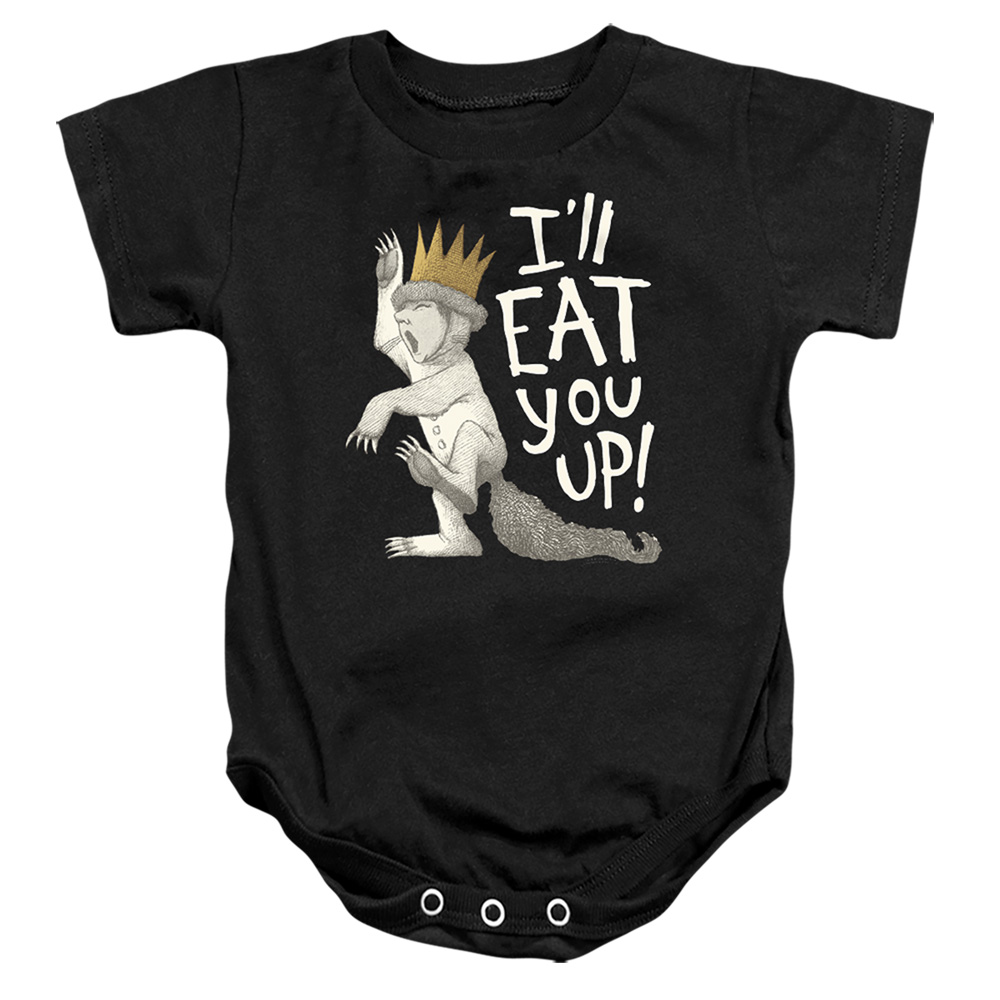 WBM1087-SS-4 Where The Wild Things Are Eat You Up Infant Snapsuit, Black - Extra Large - 24 Month