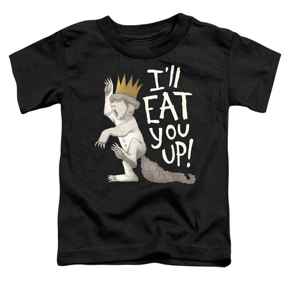 WBM1087-TT-2 Where The Wild Things Are Eat You Up Toddler Short Sleeve T-Shirt, Black - Medium 3T
