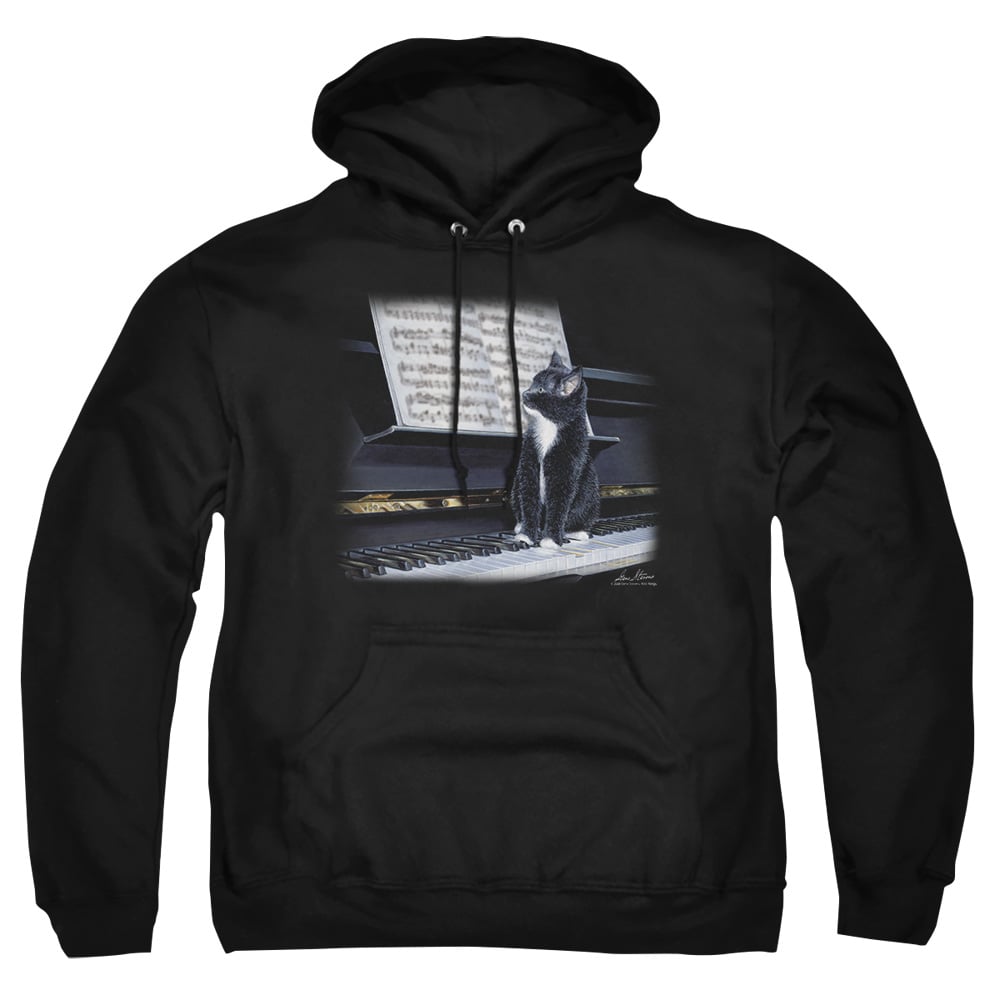 WW154-AFTH-7 Wildlife Kitten on the Keys Adult Pullover Hoodie, Black - 4X