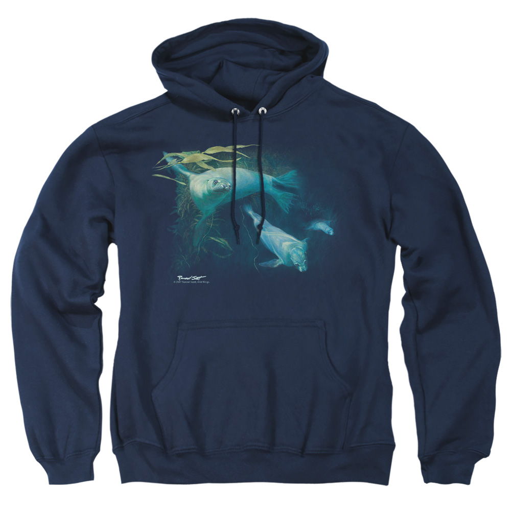 WW254-AFTH-2 Wildlife Kelp Patrol Adult Pullover Hoodie, Navy - Medium