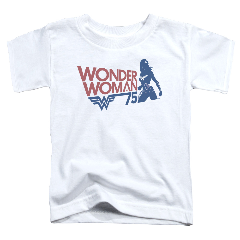 JLA711-KT-1 Wonder Woman WW75 Silhouette Toddler Short Sleeve T-Shirt, White - Large 4T