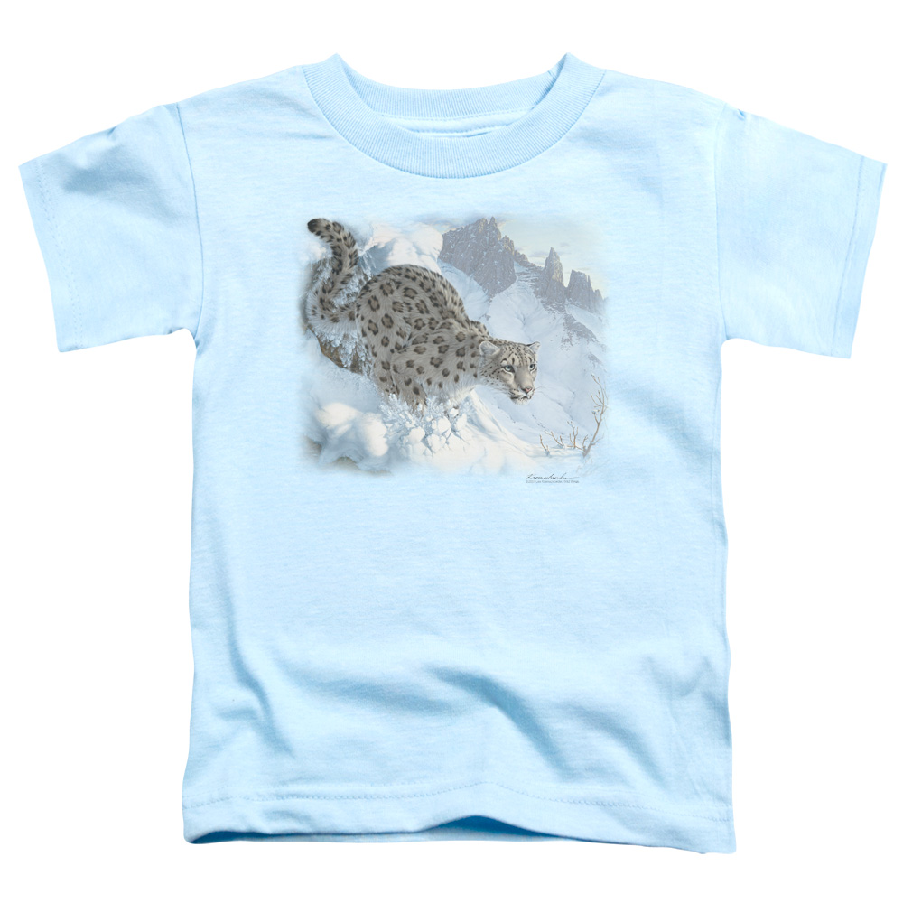 WW187-TT-2 Wildlife Snow Leopard Toddler Short Sleeve T-Shirt, Light Blue - Medium 3T