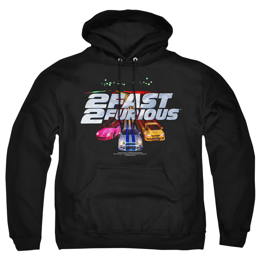 UNI243-AFTH-1 2 Fast 2 Furious Logo Adult Pullover Hoodie, Black - Small