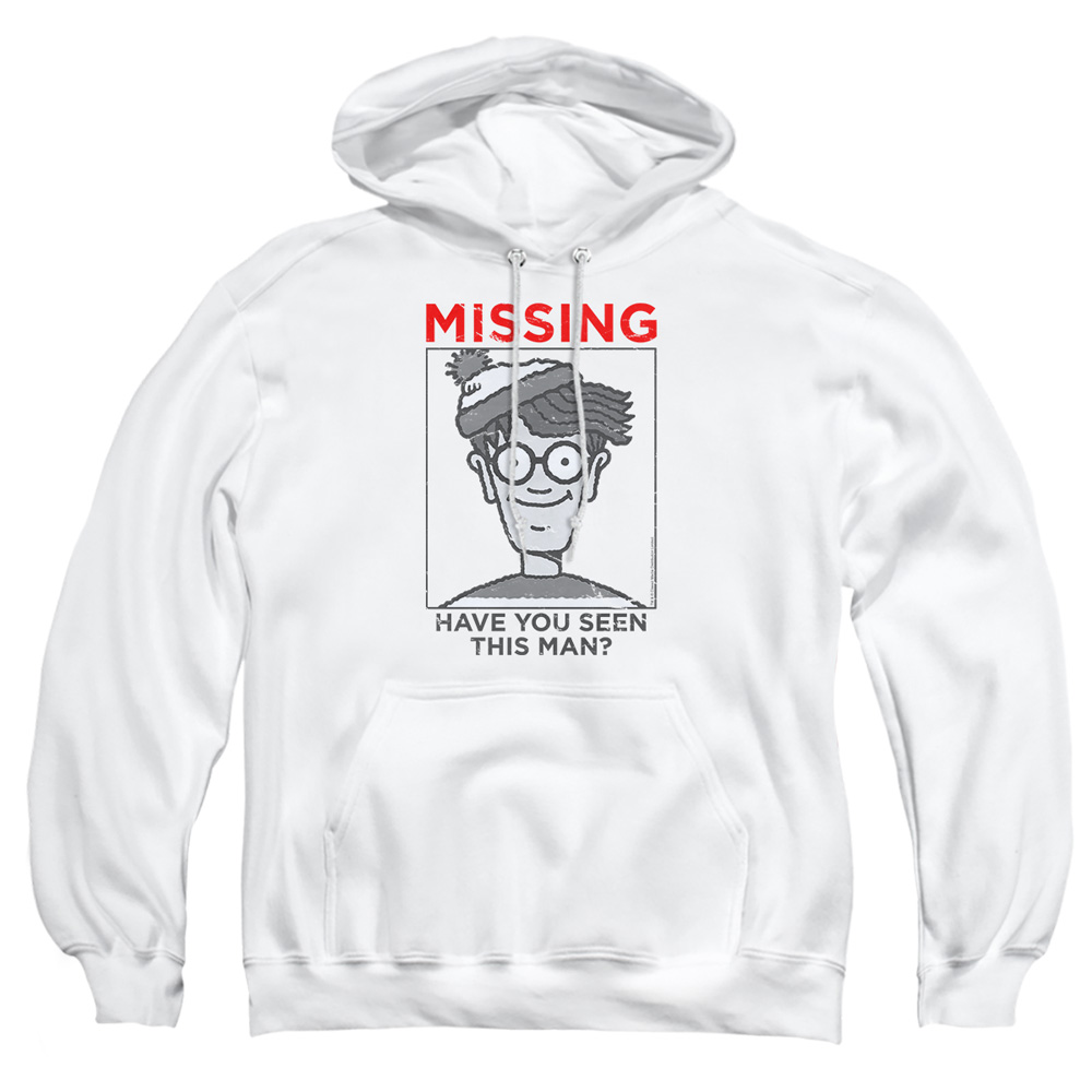DRM363-AFTH-4 Wheres Waldo Missing Adult Pullover Hoodie, White - Extra Large