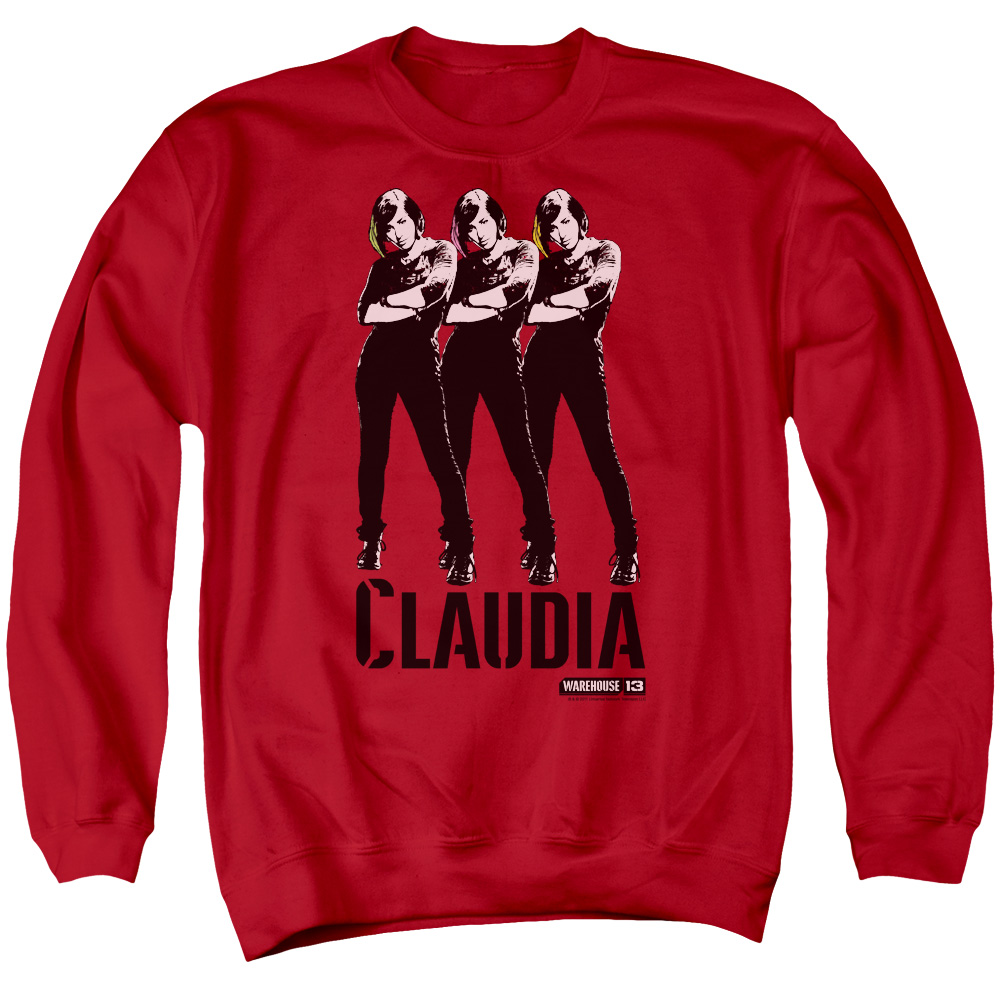 NBC463-AS-2 Warehouse 13 Claudia Adult Crewneck Sweatshirt, Red - Medium