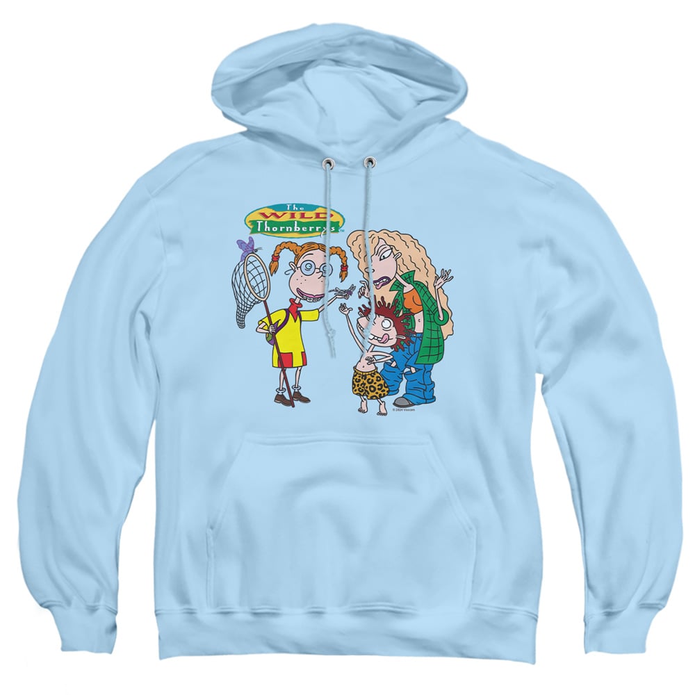 NICK509-AFTH-5 Wild Thornberrys Bugcatcher Eliza, Donny & Debbie Adult Pullover Hoodie, Light Blue - 2X