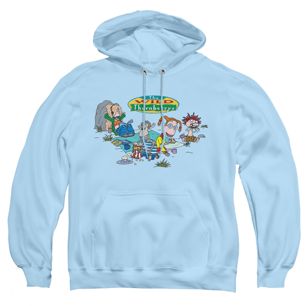 NICK510-AFTH-2 Wild Thornberrys Eliza, Darwin, Donny & Debbie Adult Pullover Hoodie, Light Blue - Medium