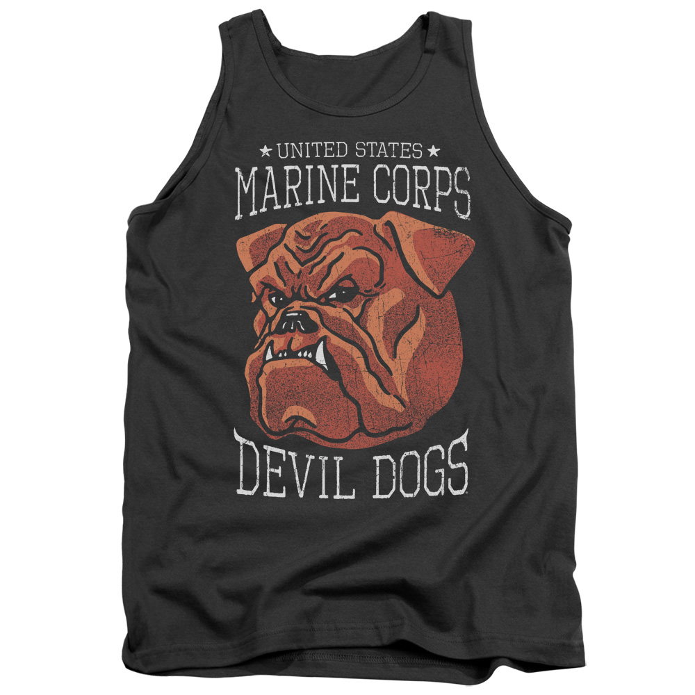 USMC101-TK-3 US Marine Corps Devil Dogs Adult Tank Top, Charcoal - Large