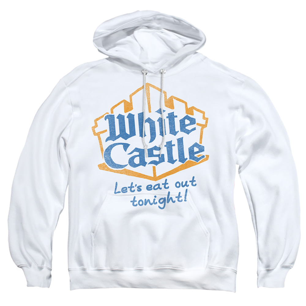 WHT110-AFTH-5 White Castle Lets Eat Adult Pullover Hoodie, White - 2X