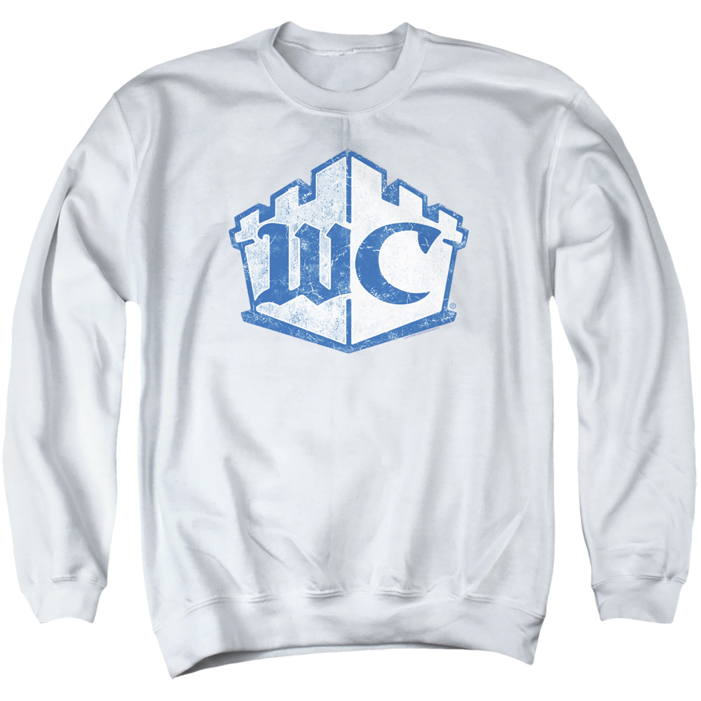 WHT120-AS-2 White Castle Monogram Adult Crewneck Sweatshirt, White - Medium