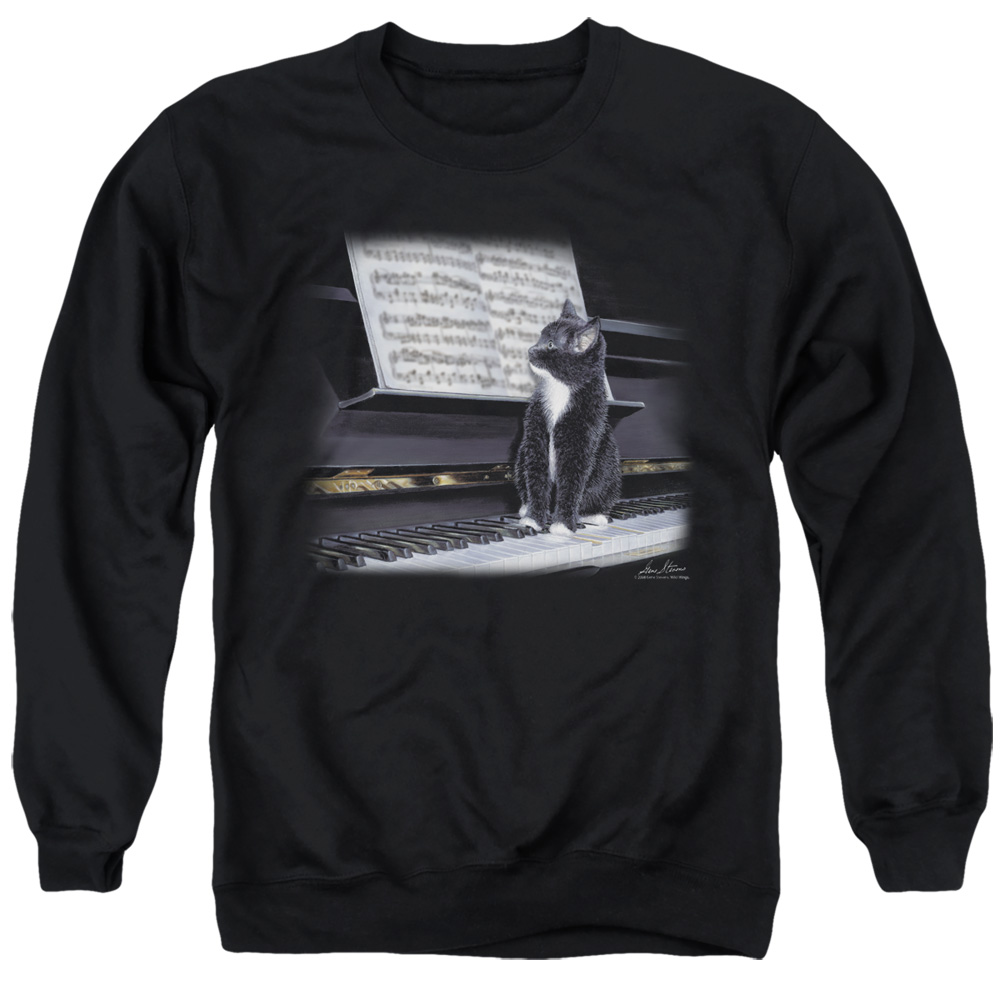 WW154-AS-6 Wildlife Kitten on the Keys Adult Crewneck Sweatshirt, Black - 3X