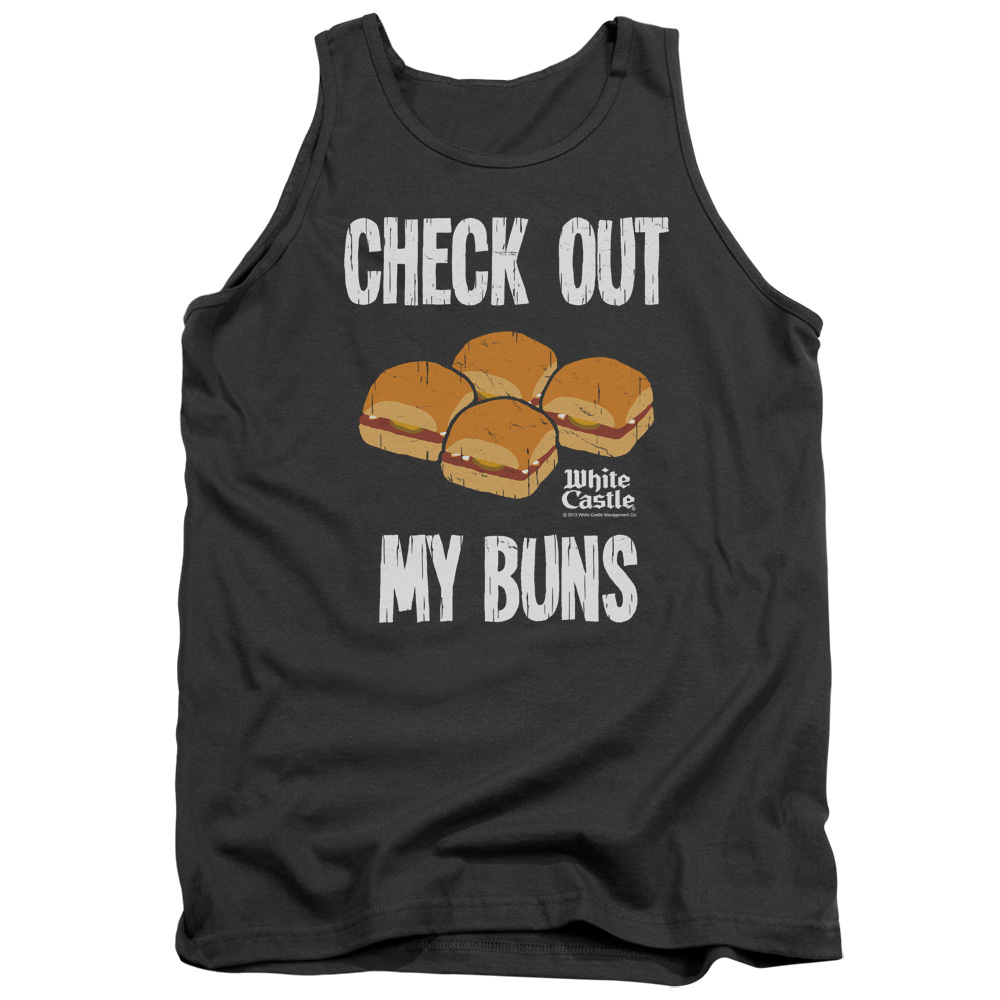 WHT109-TK-2 White Castle My Buns Adult Tank Top, Charcoal - Medium