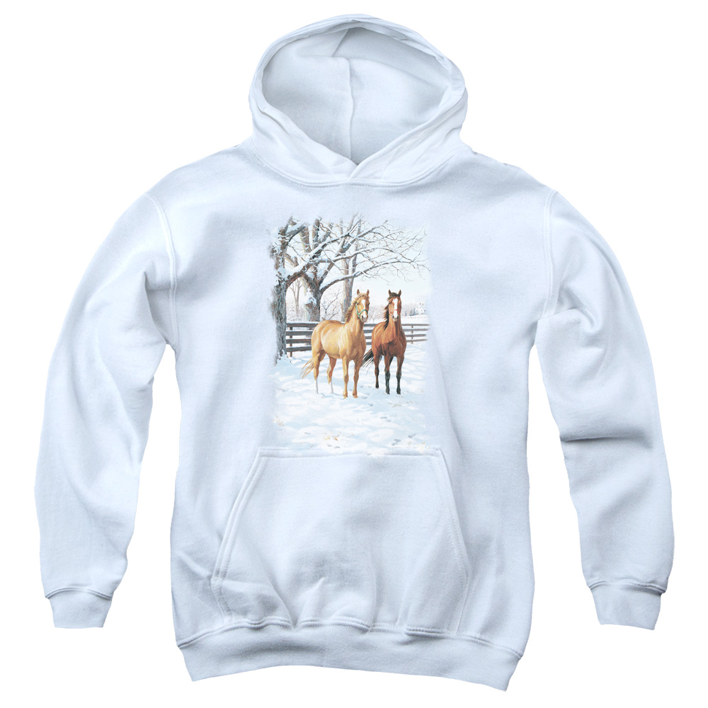 WW238-YFTH-2 Wildlife Coffee & Chocolate Youth Hooded Sweatshirt, White - Medium