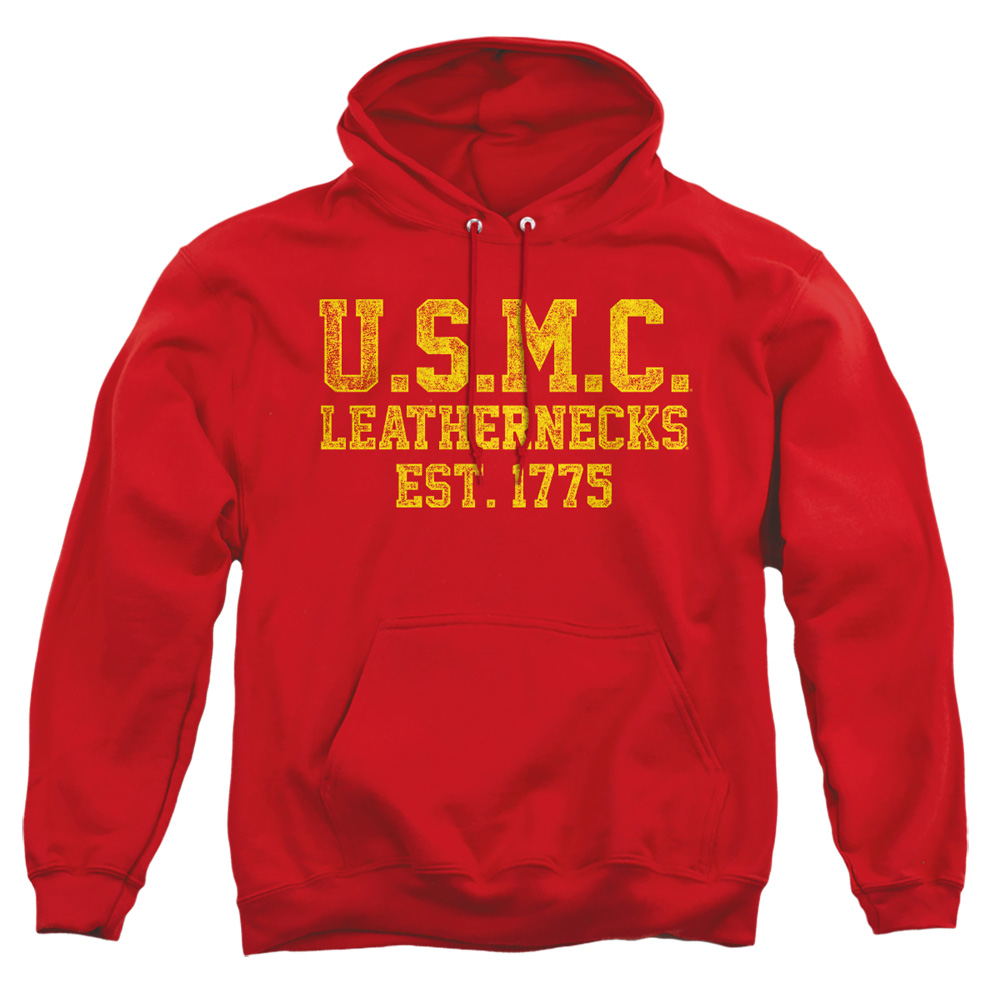 USMC100-AFTH-1 US Marine Corps Leathernecks Adult Pullover Hoodie, Red - Small