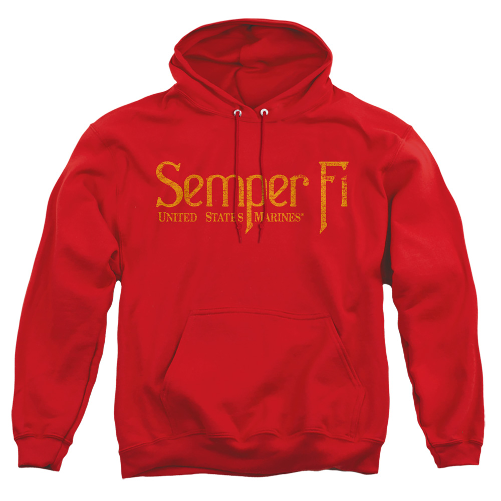 USMC113-AFTH-6 US Marine Corps Semper Fi Adult Pullover Hoodie, Red - 3X