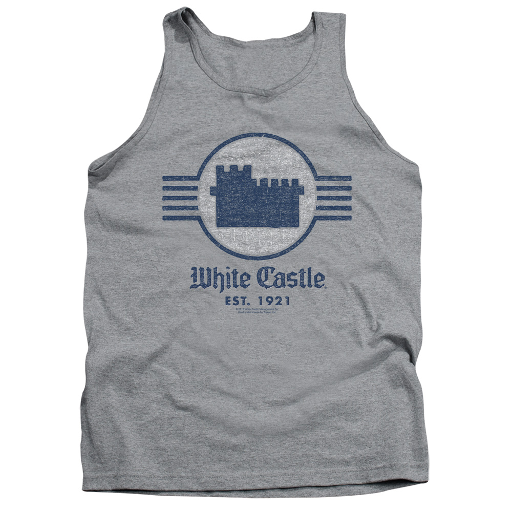 WHT132-TK-2 White Castle Emblem Adult Tank Top, Athletic Heather - Medium