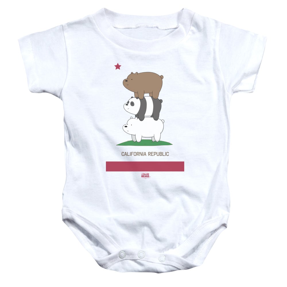CN527-SS-4 We Bare Bears Cali Stack Infant Snapsuit, White - Extra Large - 24 Month