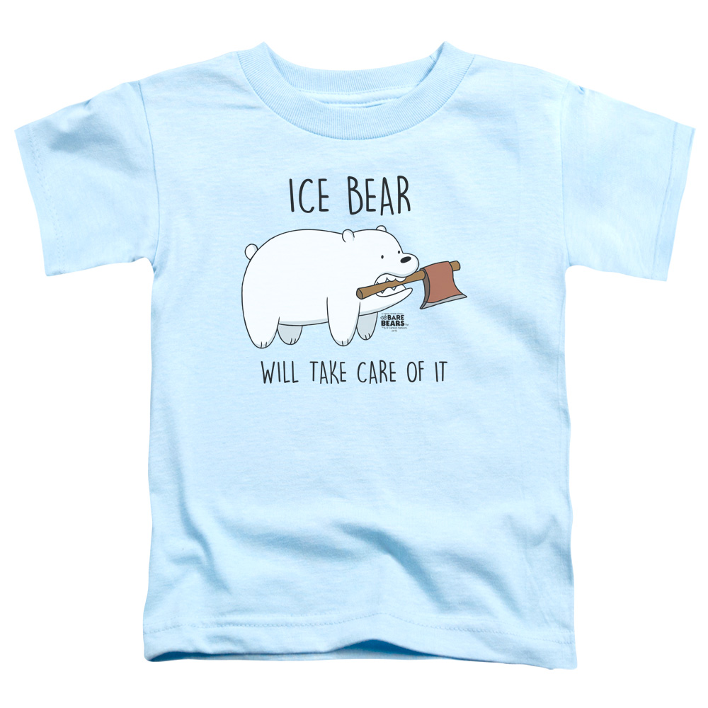 CN529-TT-1 We Bare Bears Take Care of It Toddler Short Sleeve T-Shirt, Light Blue - Small 2T
