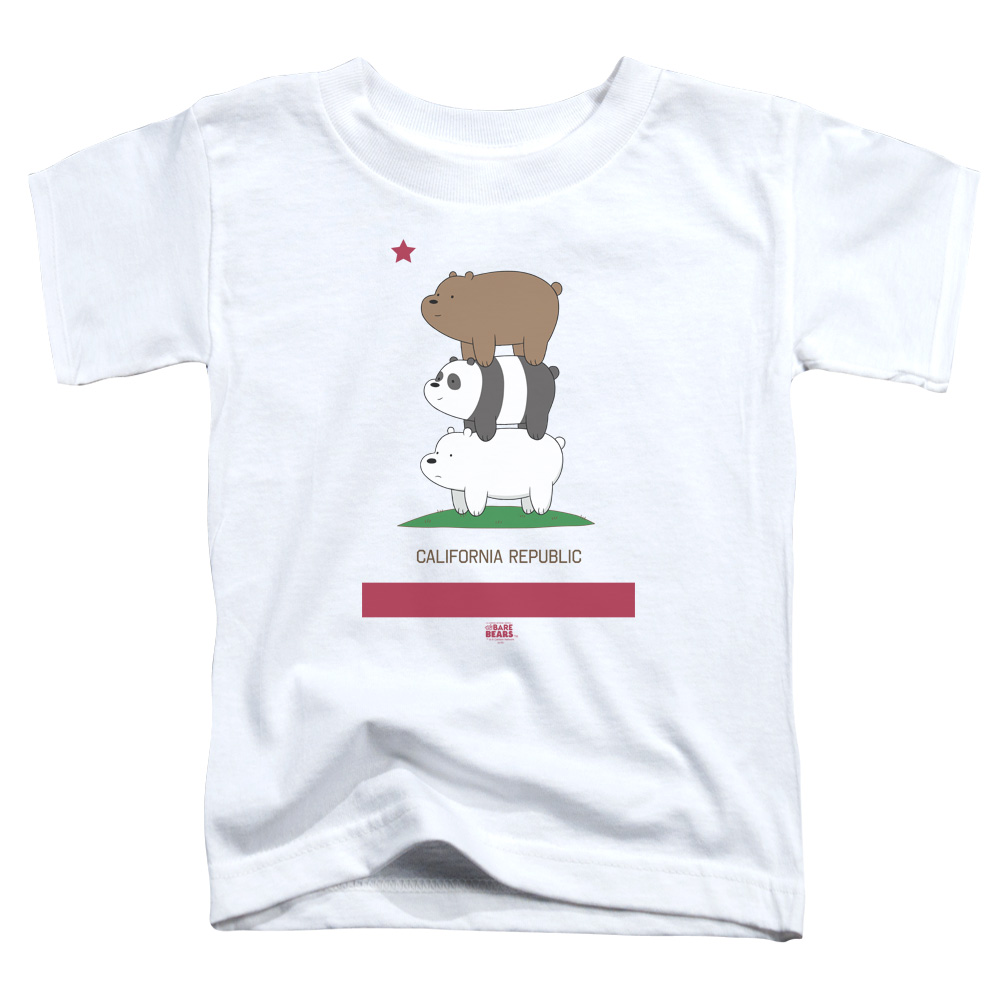 CN527-TT-3 We Bare Bears Cali Stack Toddler Short Sleeve T-Shirt, White - Large 4T