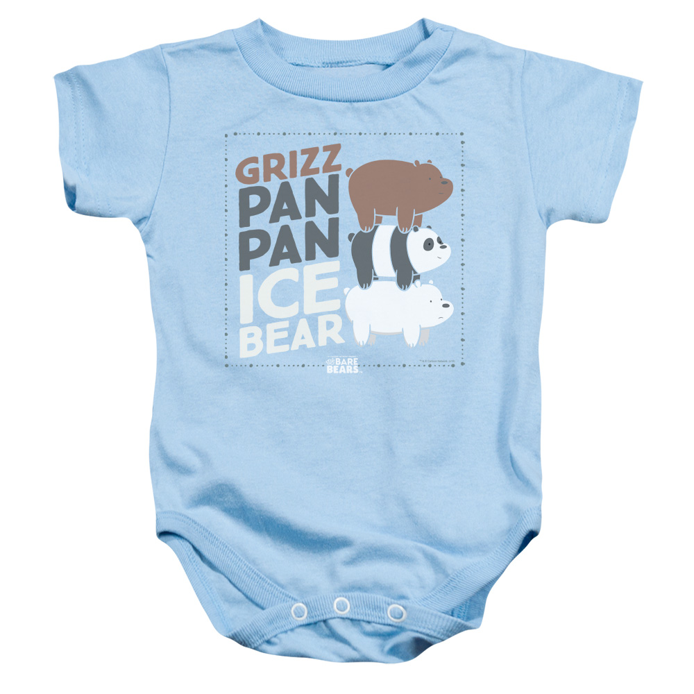 CN721-SS-3 We Bare Bears Grizz Pan Pan Ice Bear Infant Snapsuit, Light Blue - Large - 18 Month