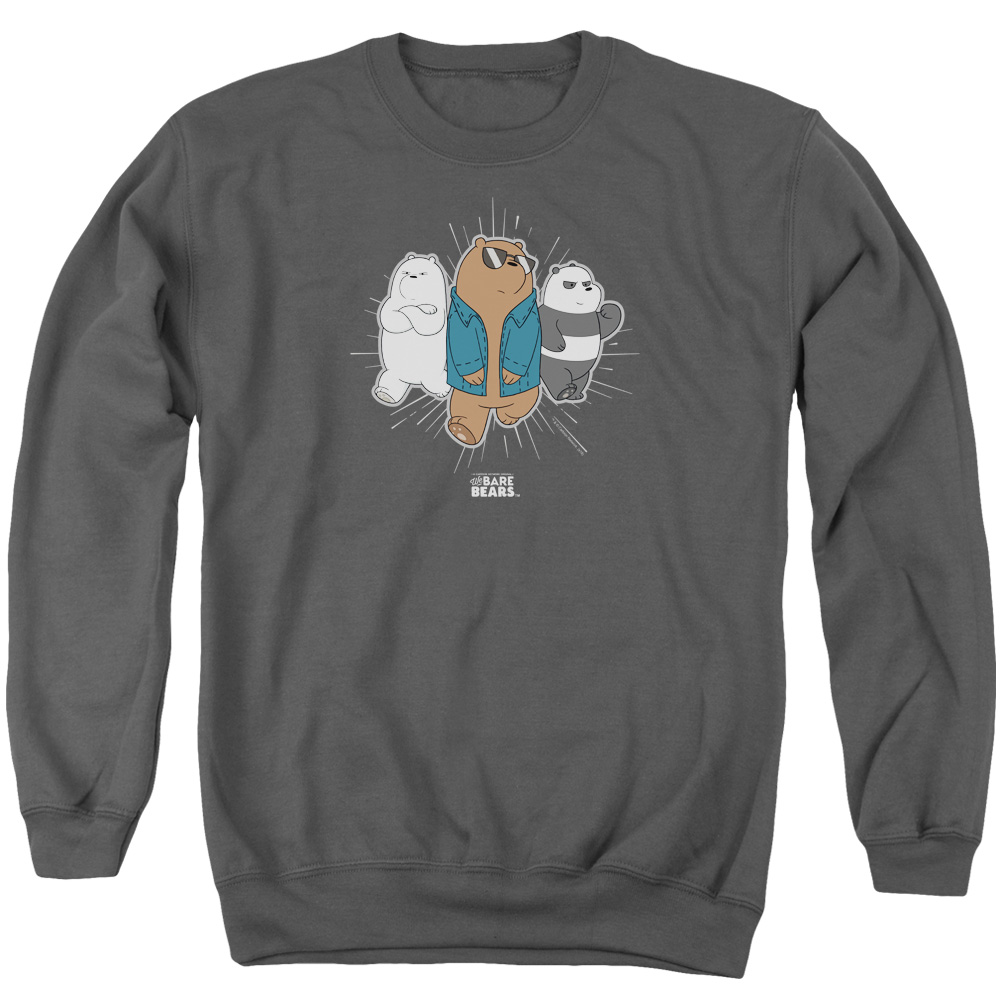 CN722-AS-1 We Bare Bears Jacket Adult Crewneck Sweatshirt, Charcoal - Small