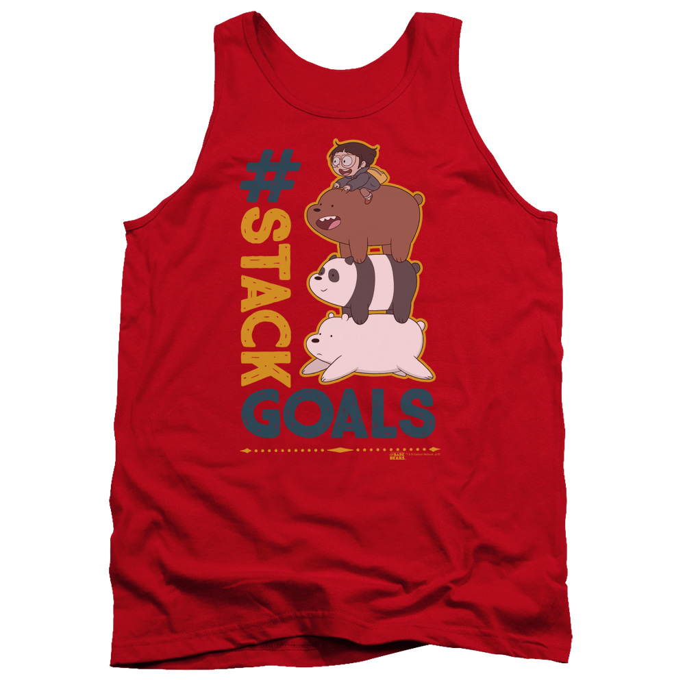 CN724-TK-3 We Bare Bears Stack Goals Adult Tank Top, Red - Large