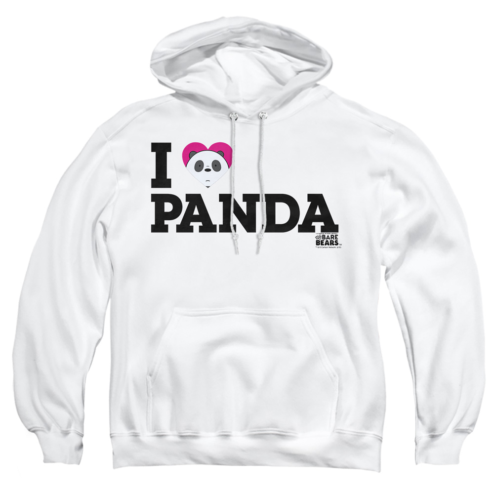CN543-AFTH-1 We Bare Bears Heart Panda Adult Pullover Hoodie, White - Small