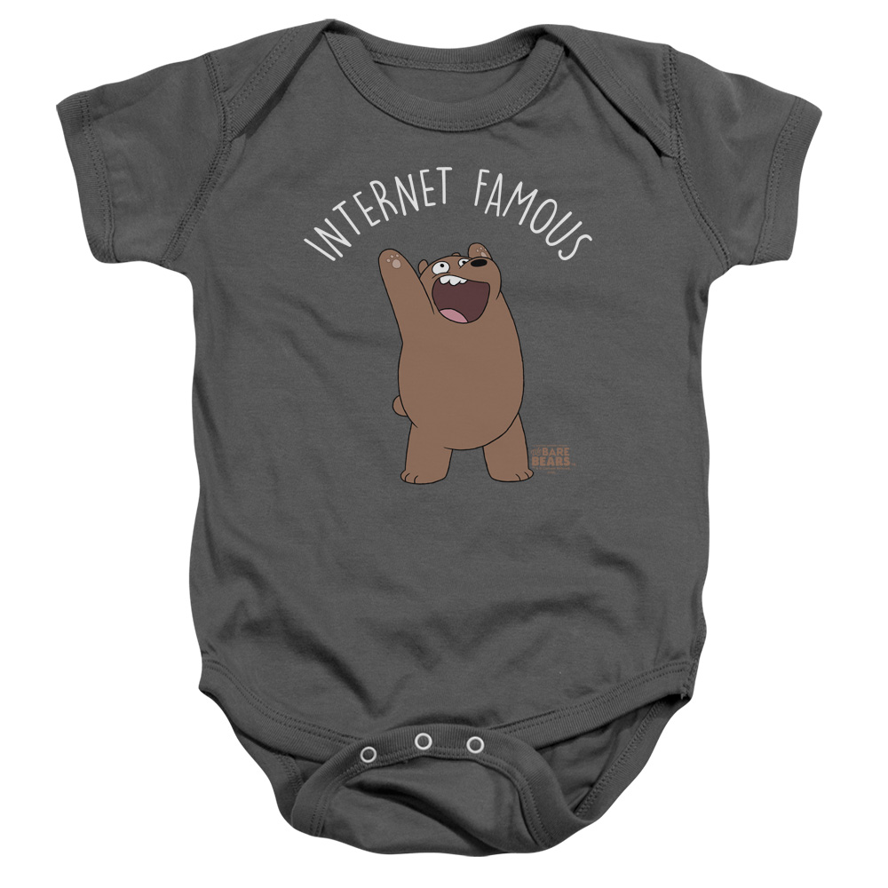 CN528-SS-1 We Bare Bears Internet Famous Infant Snapsuit, Charcoal - Small - 6 Month