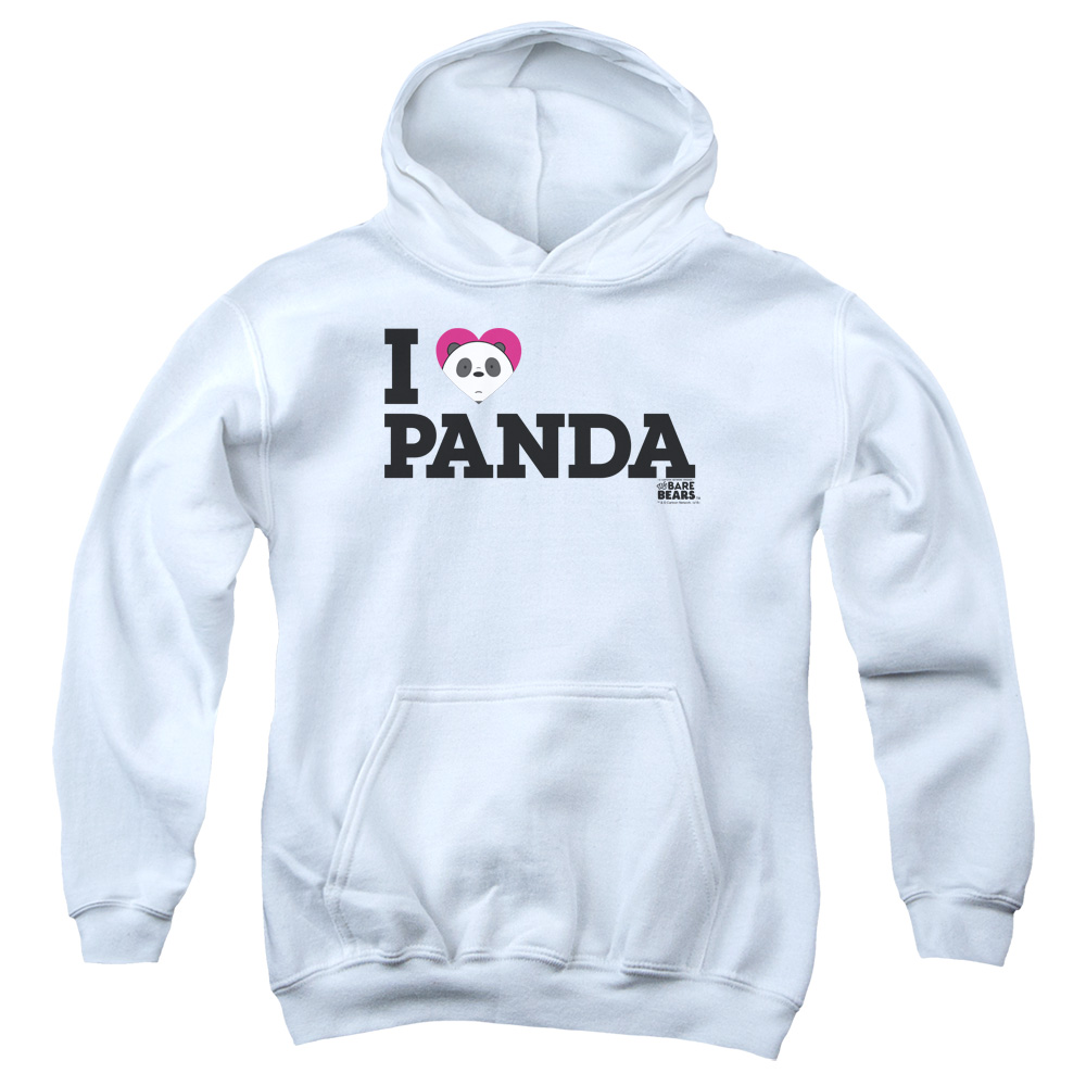 CN543-YFTH-1 We Bare Bears Heart Panda Youth Hooded Sweatshirt, White - Small