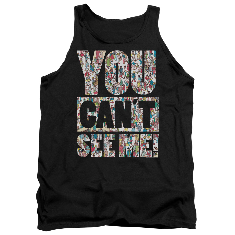 DRM367-TK-4 Wheres Waldo See Me Adult Tank Top, Black - Extra Large
