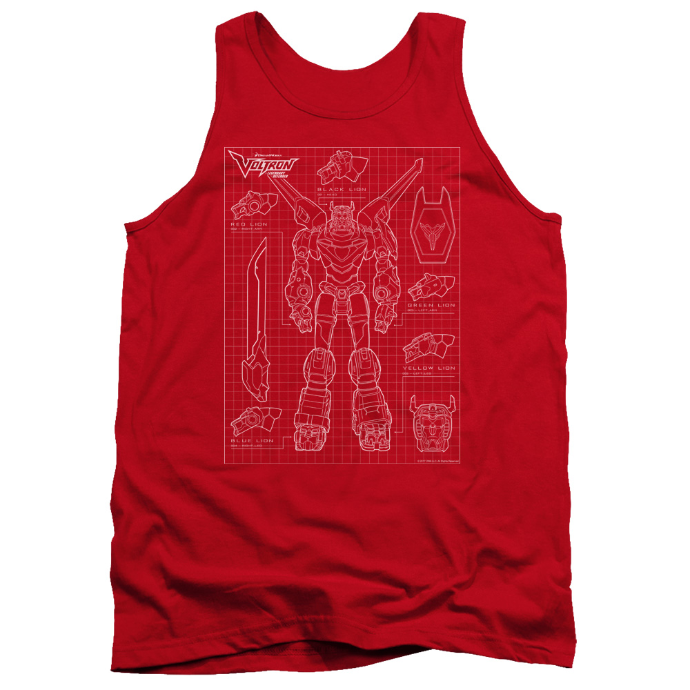 DRM350-TK-2 Voltron Schematic Adult Tank Top, Red - Medium