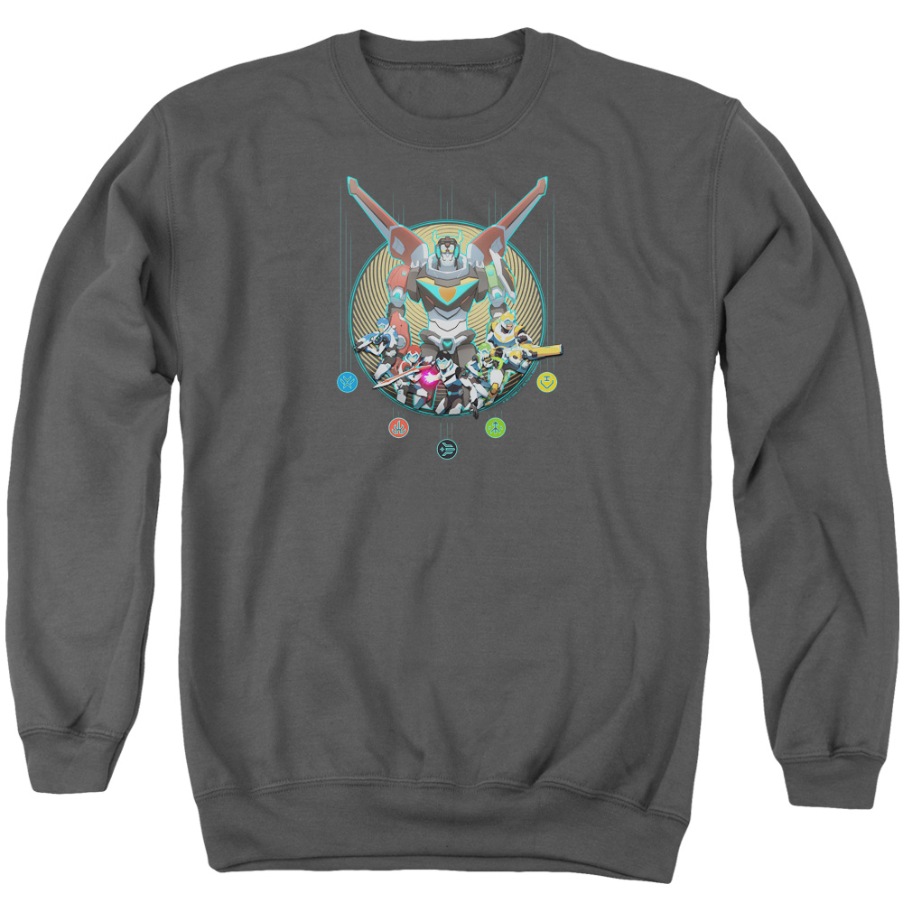 DRM324-AS-5 Voltron Assemble Adult Crewneck Sweatshirt, Charcoal - 2X