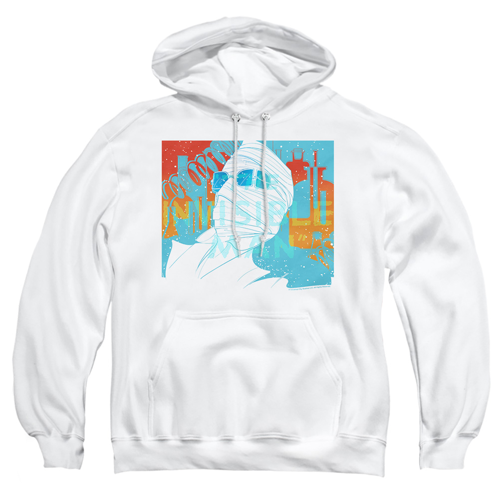 UNI1362-AFTH-2 Universal Monsters Wrapped Up Adult Pullover Hoodie, White - Medium