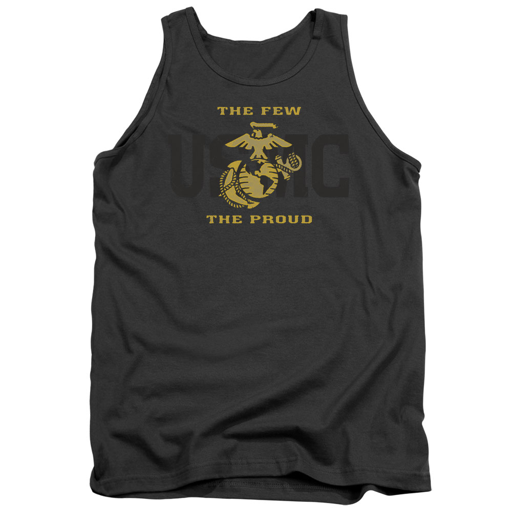 USMC102-TK-5 US Marine Corps Split Tag Adult Tank Top, Charcoal - 2X