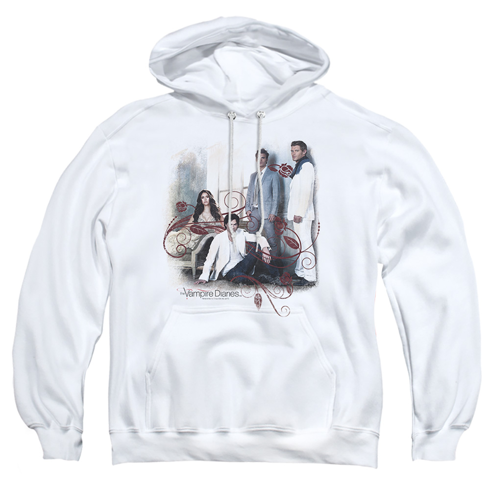 WBT259-AFTH-5 Vampire Diaries 3 Plus 1 Adult Pullover Hoodie, White - 2X