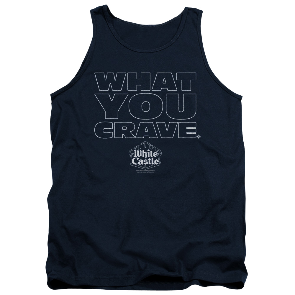 WHT130-TK-2 White Castle Craving Adult Tank Top, Navy - Medium