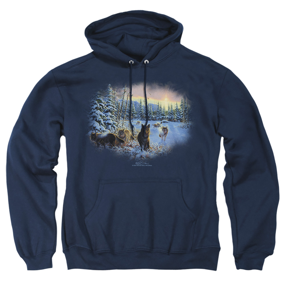 WW229-AFTH-2 Wildlife Hunters Moon The Spoils Adult Pullover Hoodie, Navy - Medium