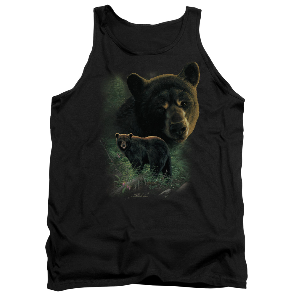 WW343-TK-2 Wildlife Black Bears Adult Tank Top, Black - Medium