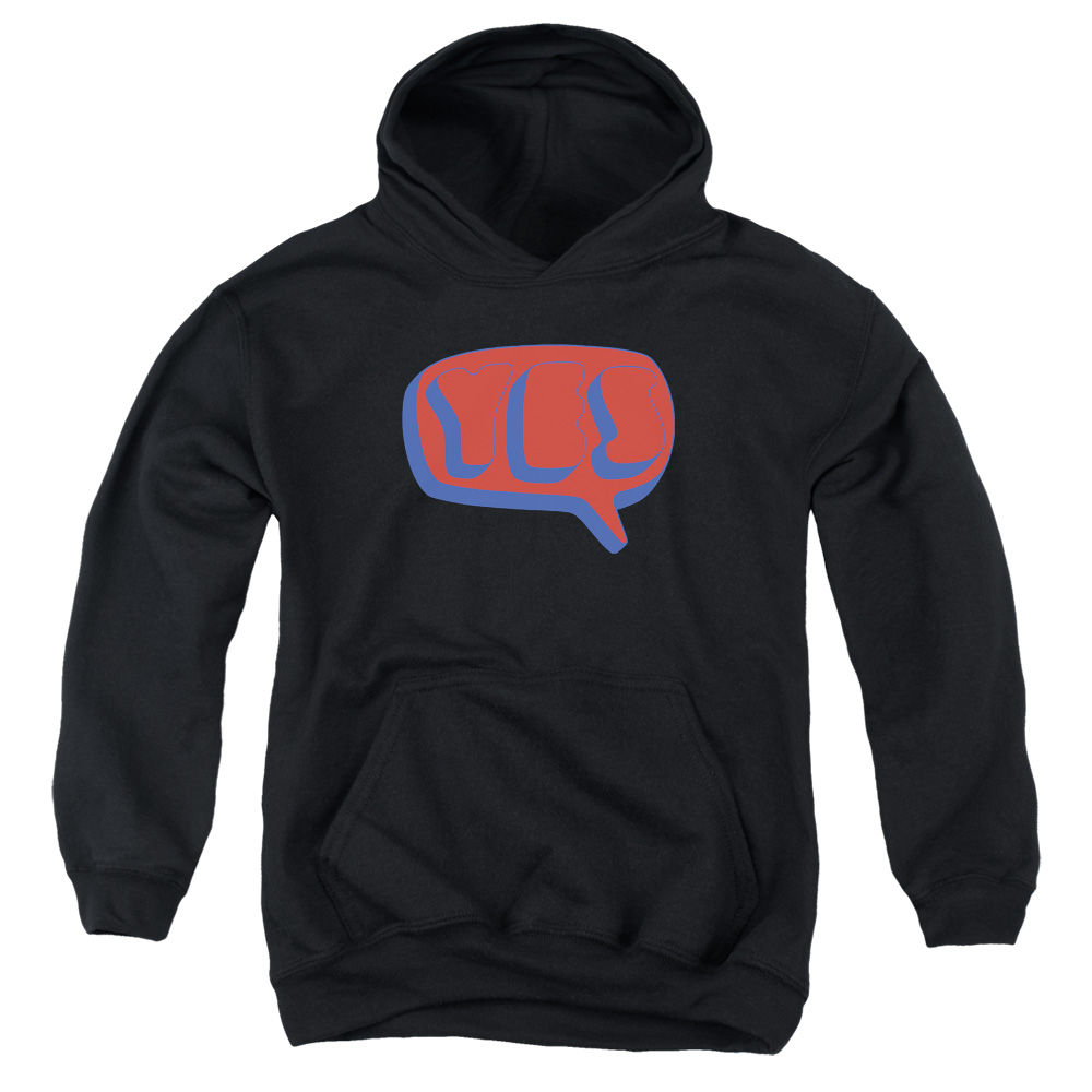 YES101-YFTH-2 Yes Word Bubble Youth Hooded Sweatshirt, Black - Medium