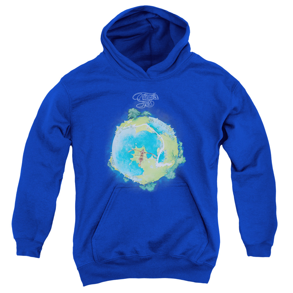 YES105-YFTH-1 Yes Fragile Cover Youth Hooded Sweatshirt, Royal - Small