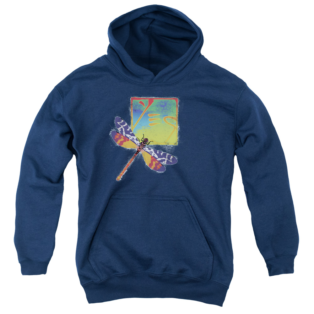 YES109-YFTH-2 Yes Dragonfly Youth Hooded Sweatshirt, Navy - Medium