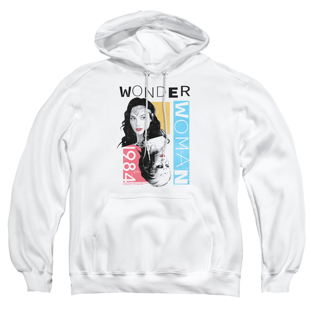 WWM268-AFTH-2 Wonder Woman 84 Color Blocks Adult Pullover Hoodie, White - Medium