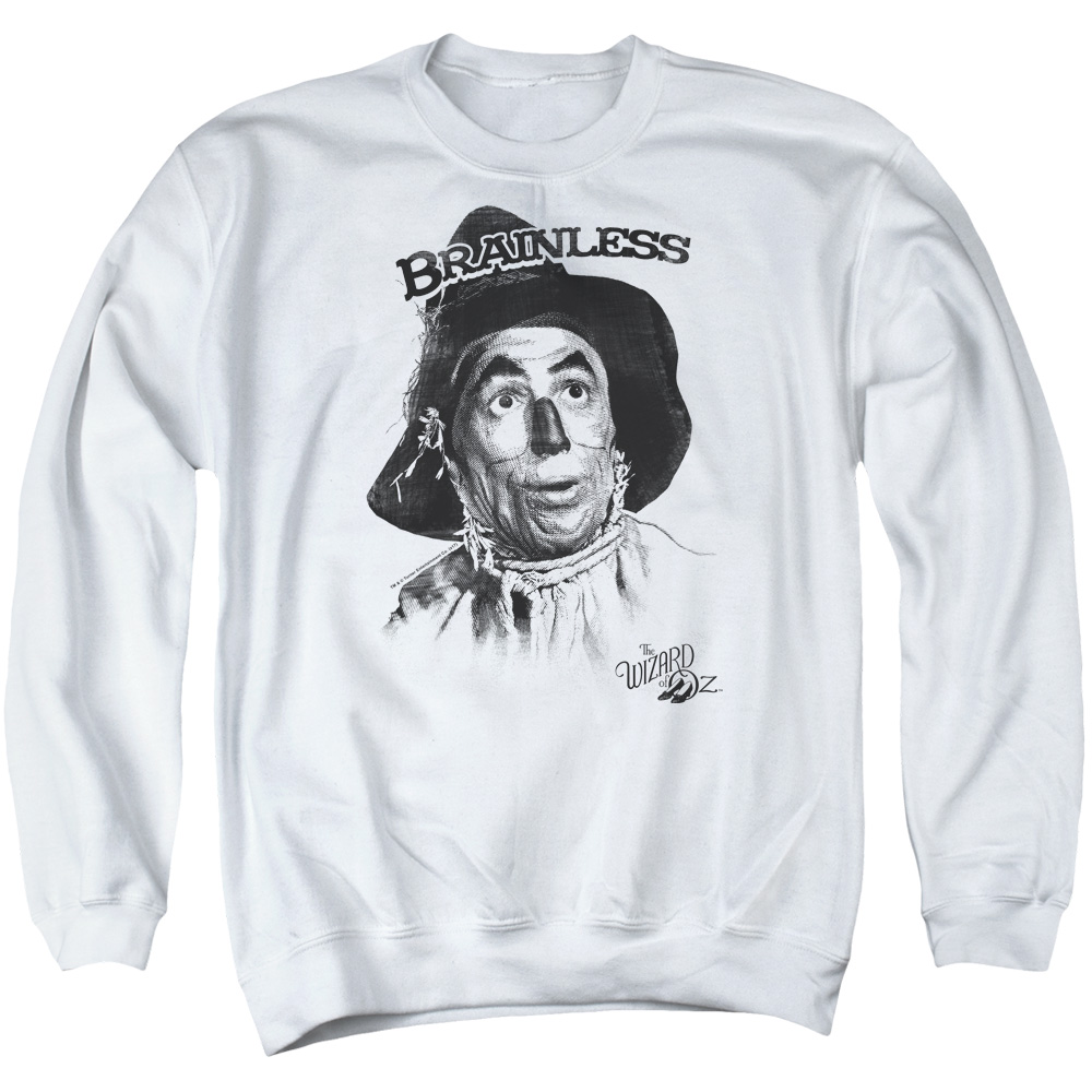 OZ103-AS-2 Wizard of Oz Brainless Adult Crewneck Sweatshirt, White - Medium