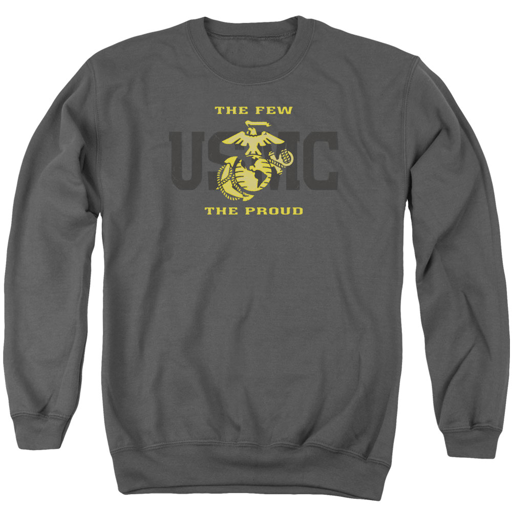 USMC102-AS-2 US Marine Corps Split Tag Adult Crewneck Sweatshirt, Charcoal - Medium