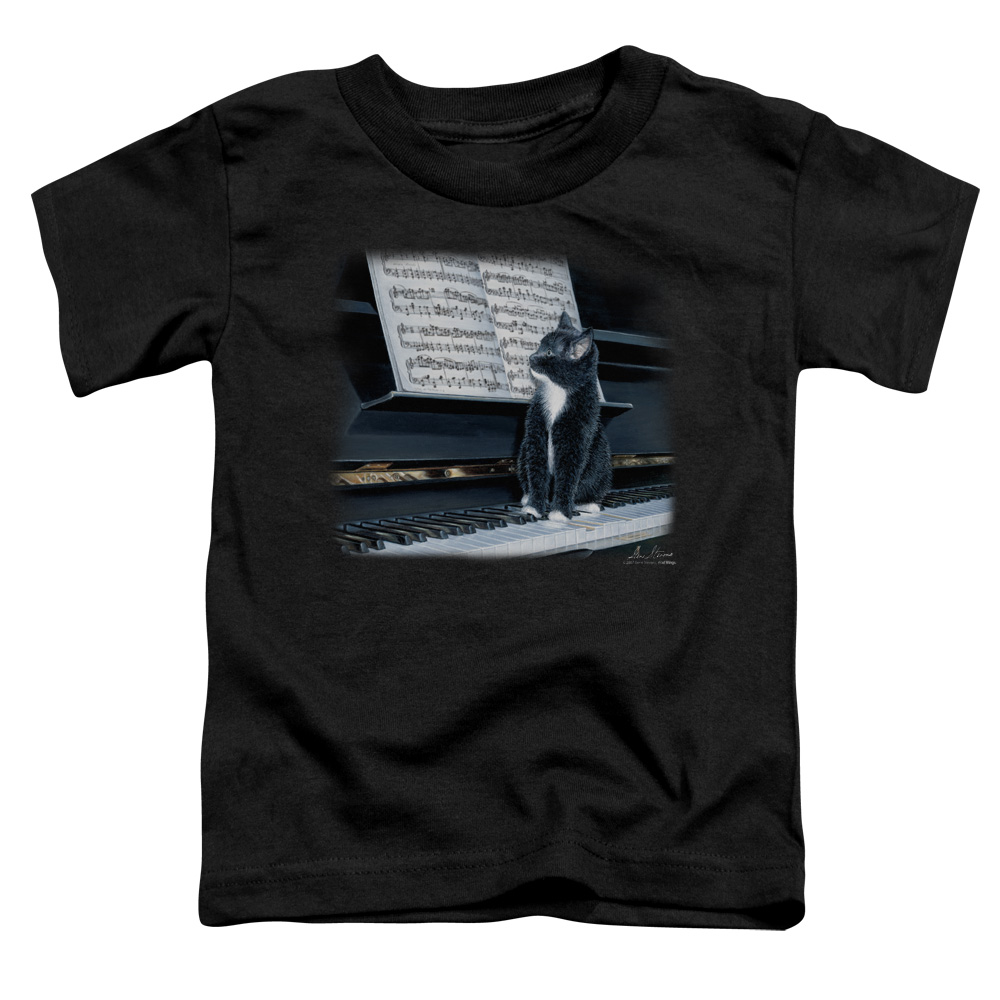 WW154-TT-1 Wildlife Kitten on the Keys Toddler Short Sleeve T-Shirt, Black - Small 2T